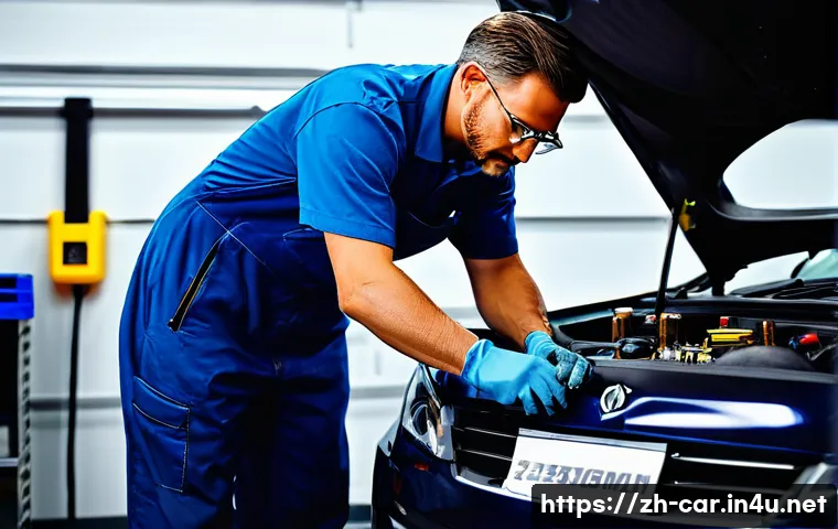 자동차정비 직종별 연봉 비교 - **Prompt 1: The Master Engine Technician**
    A highly experienced male automotive technician, mid-...
