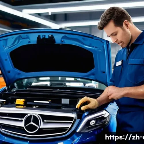 자동차정비 실무에 필요한 디지털 도구 - **Prompt**: A highly skilled male automotive technician in his late 30s, with short, neat hair and a...